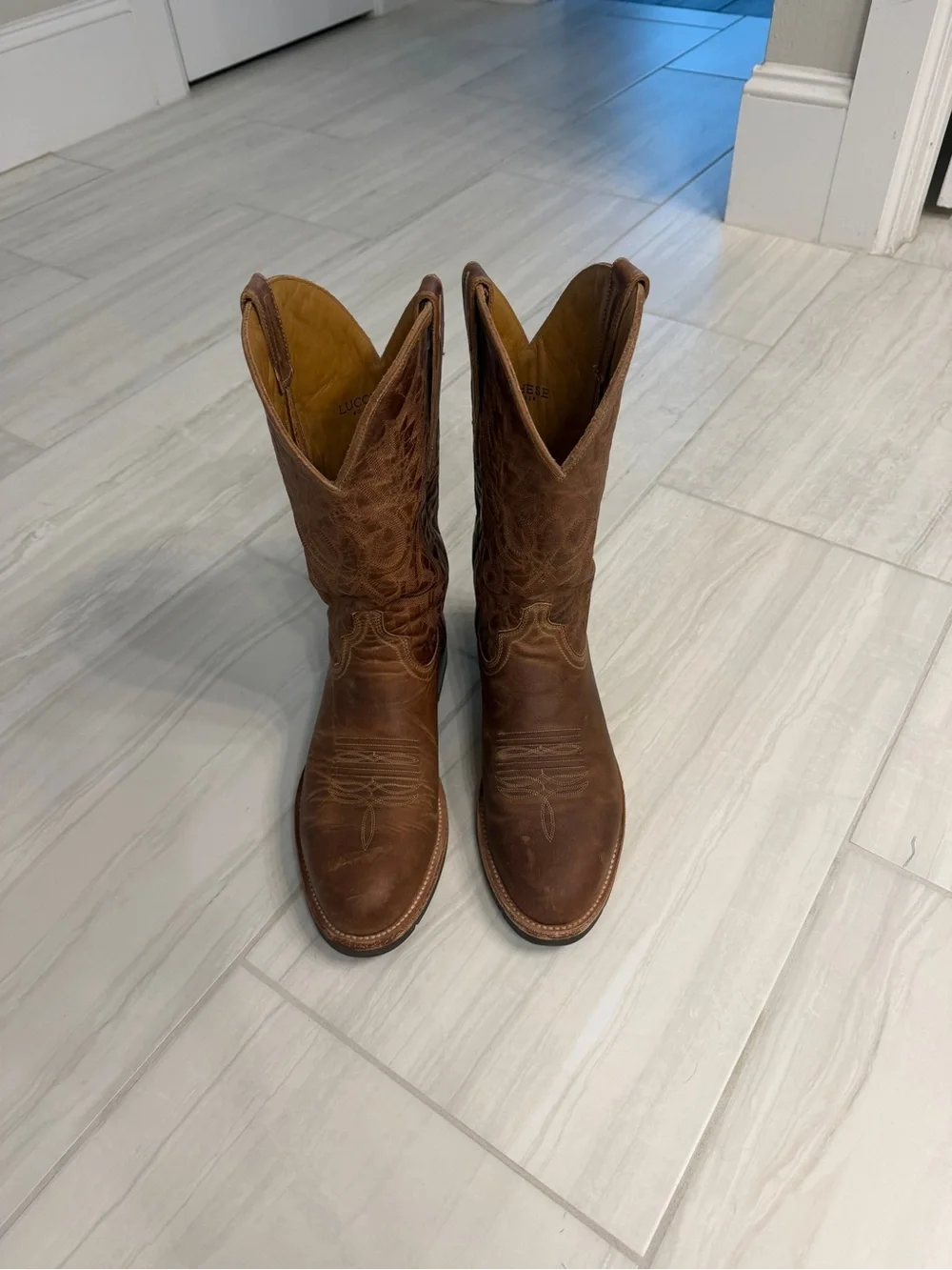 Lucchese Brown Men's Western Cowboy Boots - Picture 1 of 4
